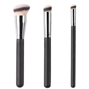 Concealer brush with wooden handle soft hair no powder beginner <b>makeup</b> brush seamless beauty <b>tool</b> mini oblique head - Product Image 1