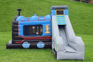 Château gonflable en gros à vendre, château gonflable bleu Thomas le petit train, château gonflable en PVC avec toboggan combiné, dessin animé - Product Image 4