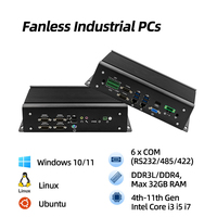 Mini PC industriel 6*COM Intel 4ème-11ème génération I5 I7, double LAN, pare-feu, Barebone, montage sur rail DIN, PC sans ventilateur avec GPIO 6U PCIe