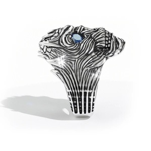 Anello da Cocktail H144 Skeleton da Uomo, Tono Argento, Zirconia Cubica, Incastonatura a Griffe Ovali, Anelli alla Moda da Regalo - Product Image 3