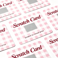 Carte à gratter personnalisée à motif quadrillé en carton, impression couleur, ticket de tirage au sort pour la promotion de récompenses clients en magasin de détail