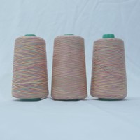 Toptan dikiş malzemeleri % 100% Polyester 40/2 dikiş ipliği, çok renkli gökkuşağı dikiş ipliği