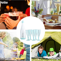 Service de verres à vin de voyage portables, 5 pièces, verres à Champagne, ustensiles de cuisine réutilisables, en plastique, avec bouteille de rangement