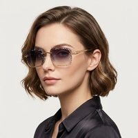 Lunettes de soleil photochromiques sans monture de marques célèbres, teinte automatique, sans cadre, pour femmes, de luxe, mode quotidienne, protection UV400, vente en gros