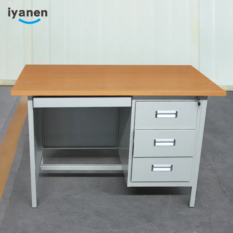 Customized steel office furniture storage table metal computer office desk with 3 drawers