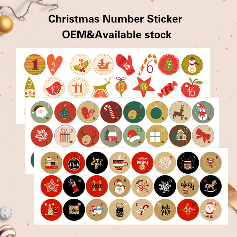 kids snowman deer sticker merry christmas 3.8 cm 4.5cm christmas sticker sheet for packing