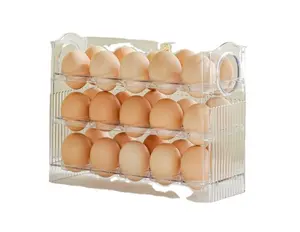 प्लास्टिक घरेलू रसोई अंडा बॉक्स फ्रिज ऑर्गनाइज़र रेफ्रिजरेटर भंडारण रैक खाद्य भंडारण जार सीएन;हेन पारदर्शी आयताकार ग्लास