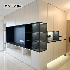 Mueble de TV Personalizado de Lujo Moderno en Roble Macizo Elegante Solución de Almacenamiento en Vidrio para Oficina en Casa Hotel Muebles de Sala Simples para Dormitorio - Product Image 3