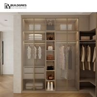 Dressing résidentiel australien, vitrine en verre avec éclairage LED, rangement suspendu et étagères séparés pour la maison