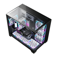 Boîtier PC Gamer Zeromaster Mid Tower Micro ATX en Alliage d'Aluminium, Design Panoramique Verre Trempé RGB, 7 Ventilateurs, AIO 360mm