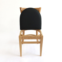 Chaise de salle à manger en bois de hêtre avec assise rembourrée en cuir PU noir, dossier à lattes, chaise d'appoint en bois pour restaurant, maison, cuisine
