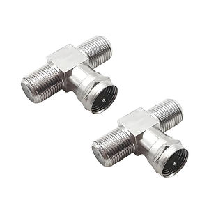 Divisor de cable coaxial tipo F 2 en 1 salida Conector de 3 vías F macho a doble F hembra Adaptador de conector tipo T para <span class=keywords><strong>antena</strong></span> de <span class=keywords><strong>TV</strong></span> Video VCR - Product Image 5