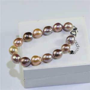 11-12mm barocco colore misto fascia all'ingrosso vera perla gioielli braccialetto di perle d'acqua dolce donna - Product Image 3