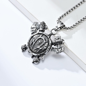 Collar de escudo gótico para hombre con hacha de batalla vikinga retro estilo hip-hop punk, impermeable, de acero inoxidable 316L, joyería de moda al por mayor - Product Image 4