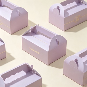 Caja para Pasteles con Logotipo Personalizado, de Calidad Alimentaria, con Asa, Caja de Cartón para Cupcakes, Caja para Comida <span class=keywords><strong>Feliz</strong></span>, para Regalos de Boda y Entrega - Product Image 3