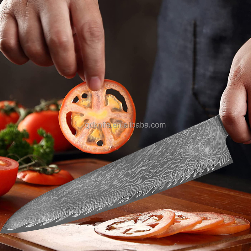 Factory Wholesale Cooking Kitchen knife Damascus steel Japanese chef knife with Blue Resin Handle