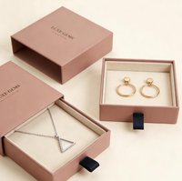 Boîte à bijoux en papier avec logo personnalisé et pochette en velours, emballage cadeau recyclable de qualité supérieure pour boucles d'oreilles, bracelet et collier