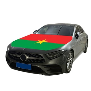 Drapeau national de couverture de moteur de capot de voiture du Burkina Faso 120x150cm 87% Polyester + <span class=keywords><strong>13</strong></span>% Spandex tissu élastique personnalisé usine en gros - Product Image 2
