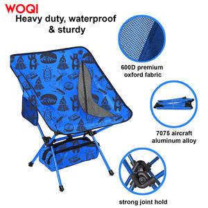 Chaise pliante Woqi pour le camping en plein air, chaise de jardin, tissu Oxford bleu ciel, cadre en aluminium, chaise rectangulaire à dosser, type sac à dos - Product Image 3