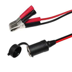 12V Car Cigar Lighter Socket to Alligator Clips Connector 6FT Car Battery Clamp-on Extension Power Cable