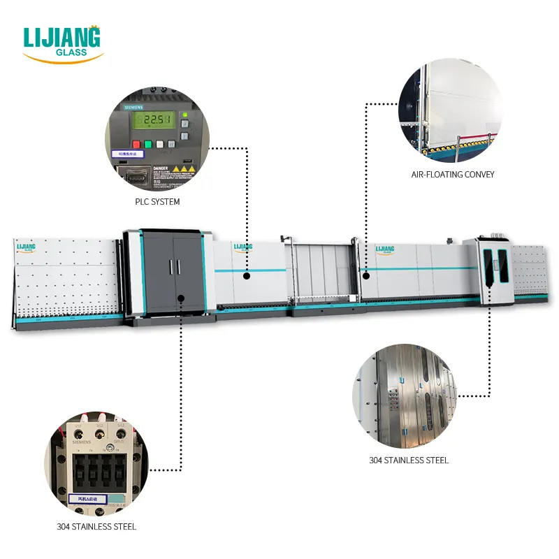 AUTOMATIC GLASS WASHING AND COMBINING LINE WITH HYDRAULIC PANEL PRESS 3300*7000 mm