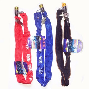 Candado de cadena con cubierta de tela resistente para bicicleta, bicicleta eléctrica, motocicleta, núcleo de aleación metálica, candado de cabeza redonda, color rojo, azul, negro - Product Image 2