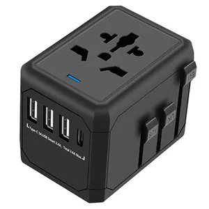 Adaptador de viaje universal al por mayor de fábrica con USB C Convertidor de enchufes internacionales Enchufe mundial Adaptadores de corriente de viaje