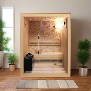 Moderna <span class=keywords><strong>Sauna</strong></span> a infrarossi a casa <span class=keywords><strong>palestra</strong></span> con vetro panoramico porta in legno massello cicuta & cedro rosso per la terapia e vista panoramica - Product Image 5