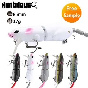 3DตาJointedหนูปลาเทราท์ตกปลาTopwater Minnow Lure