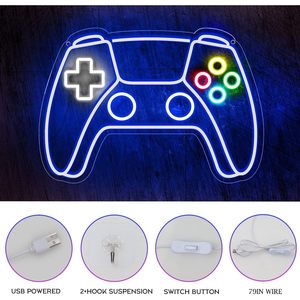 ป้ายไฟนีออน LED รูปคอนโทรลเลอร์เกม พร้อมแผ่นอะคริลิคด้านหลัง ใช้พลังงานจาก USB ไฟตกแต่งสำหรับร้านเกม อินเทอร์เน็ตคาเฟ่ ของขวัญสำหรับงานปาร์ตี้ ไฟสร้างบรรยากาศ - Product Image 2