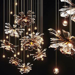 Lobby de Hotel Simple, candelabro de flores de cristal moderno, lámpara colgante, Villa, Loft, escalera, candelabro - Product Image 4