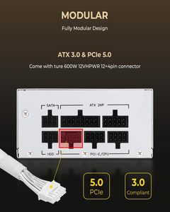 <span class=keywords><strong>SFX</strong></span> <span class=keywords><strong>750W</strong></span> 80 Plus <span class=keywords><strong>Gold</strong></span> Totalmente Modular Ultra-Silencioso 110V/220V PCIe 5,0 Compatible Multi-Protection Desktop PC Server PSU para juegos - Product Image 2