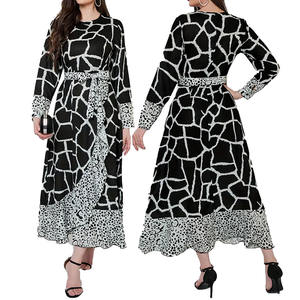 Nuevo Vestido <span class=keywords><strong>de</strong></span> <span class=keywords><strong>Mujer</strong></span> Árabe <span class=keywords><strong>de</strong></span> Oriente Medio con Estampado <span class=keywords><strong>de</strong></span> Leopardo y Volantes, Estilo Patchwork - Product Image 1