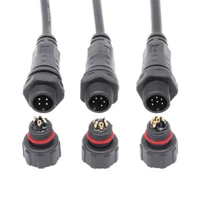 Outdoor Lighting Power Output DC Connector 2~6Pin M12 Waterproof Solder Cable Male Panel Mount Plug to Female Socket