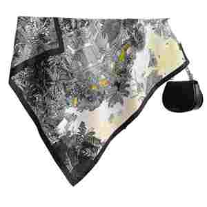 Pañuelo de Seda de Terciopelo Cuadrado de 90x90cm con Estampado de Diseño Nuevo y Moderno, 100% Poliéster, para Mujer, YHK0015 - Product Image 5