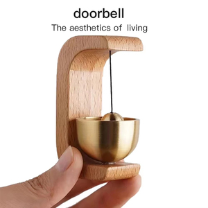 Campanilla de puerta magnética de madera maciza, campanas de viento de latón, colgante inalámbrico para entrada, decoración del hogar, diseño minimalista Art Déco - Product Image 5