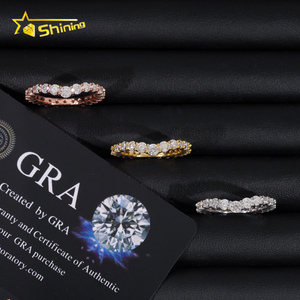 Mode Design Vvs Moissanite Ronde Band Verlovingsring Verguld <span class=keywords><strong>18K</strong></span> 925 Sterling Zilveren Trouwringen - Product Image 5