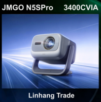 Projecteur DLP laser tricolore 4K JMGO N5S Pro 3400CVIA avec système d'exploitation Bonfire OS 7, 3 Go/64 Go, haut-parleurs intégrés, home cinéma portable