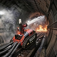 Robot de lutte contre l'incendie avec portée de 90 mètres, débit de 7200 L/min, système de refroidissement double, autonomie de 5 heures, télécommande de 200 mètres