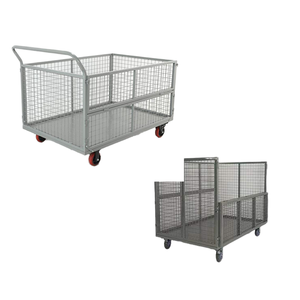 Chariot d'atelier d'entrepôt de logistique d'usine avec le chariot de stockage de barrière chariot en acier de cage de stockage de véhicule d'entrepôt - Product Image 6