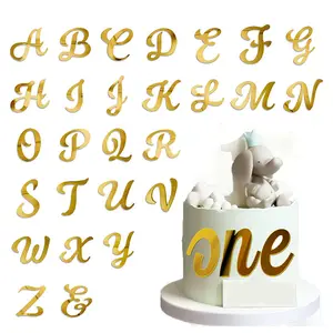 Acrylic Alphabet Letter Cake Topper DIY Custom Cake Toppers with Rose Gold  Uppercase Lowercase A - Z Letters and Happy Birthday Cake Topper for