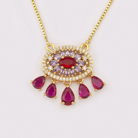 Kalung Liontin Tembaga Berlapis Emas 18K Bentuk Bunga Trendi dengan Zirkonia Kubik, Rantai Link Mewah Ringan Unisex Wanita, Hadiah Pernikahan