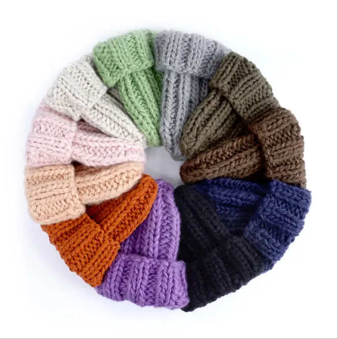 Women Fold Crochet Chunky Slouchy Thick Winter Knit Hat Beanie Skull hat Chunky Whip Stitch Beanie