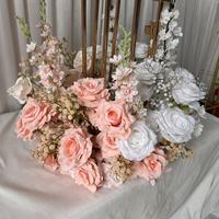 Rangkaian Bunga Sutra Buatan Tangan IFG Factory 90cm Mawar Putih Pink untuk Lorong Pernikahan Hari Ibu Natal