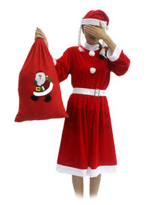 Vente en gros de 5 pièces de costumes de Père Noël rouge pour <span class=keywords><strong>homme</strong></span> et femme, costumes de Noël pour enfants, tenues de Père Noël pour adultes - Product Image 4