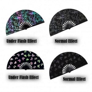 High Quality Reflective Nylon Folding Handheld <b>Fan</b> Portable Painted Music Style Promotional Wholesale New Arrival Bamboo Crafts - Product Image 2