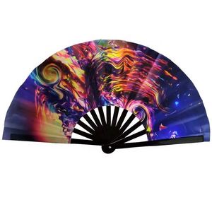 Abanicos Plegables de Bambú Grandes y Duraderos de 33 cm (13 Pulgadas) con Diseño Impreso para Fiestas, Bailes y Festivales, Estilo Tallado, Recuerdo - Product Image 6
