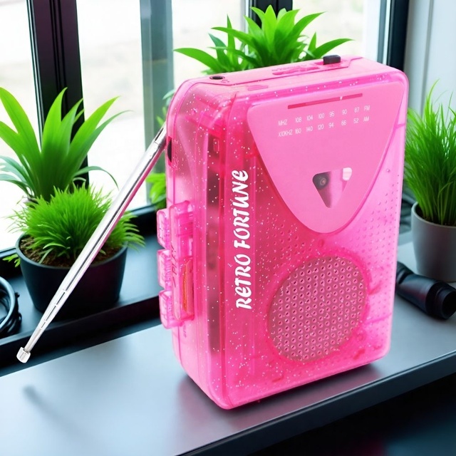 Retro Fortune Cassette Recorder Player Fashion Recorder Player with Am Fm Radio Walkman Transparent Cassette Player