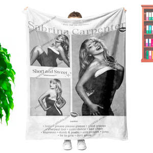 Bon prix impression personnalisée de haute qualité Sabrina charpentier Merch flanelle polaire tissé jeter couverture personnalisé Fans cadeaux - Product Image 6