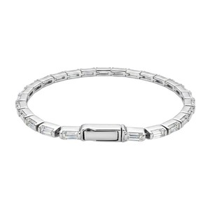 Bracelet tennis en moissanite taille baguette or blanc, serti en canal, classique, pour femme, bijou géométrique pour le quotidien - Product Image 1